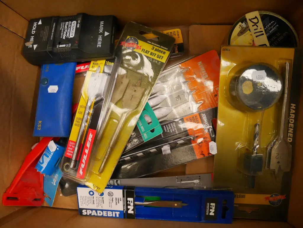 box of drill bits, stud finder Image 1++