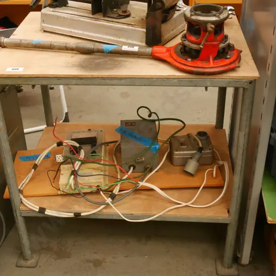 metal and ply 2 tier workshop table H-780 W-780 D-580