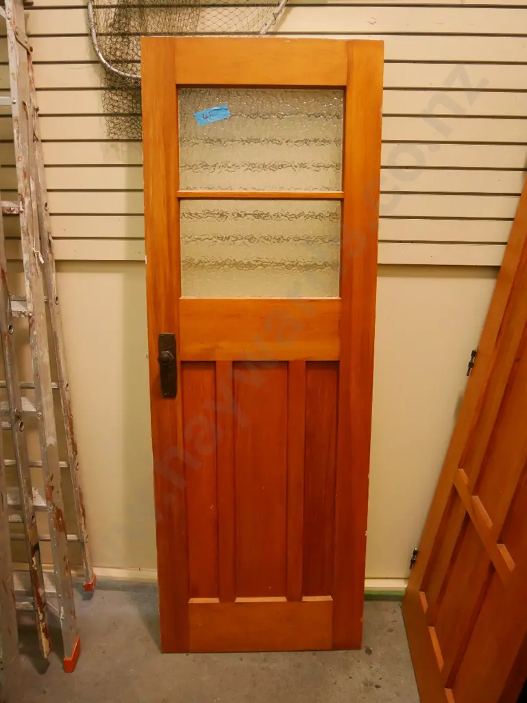 3 panel and mottled glass door with hardware H-1975 W-705 Image 1++