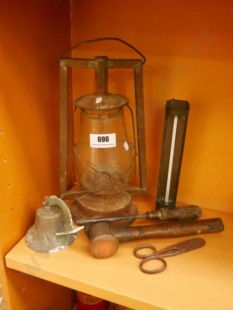 kerosene lantern, brass bell etc Image 1++