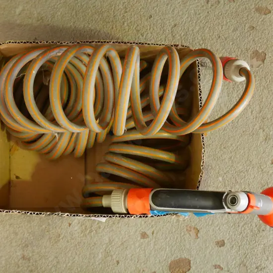 garden hose and spray gun