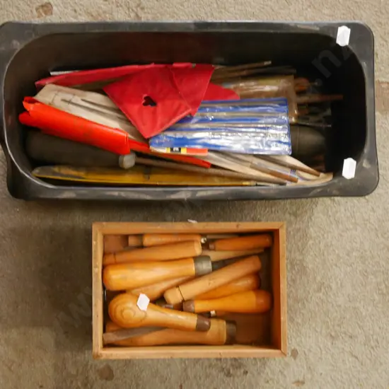 tub of files, small box of file handles