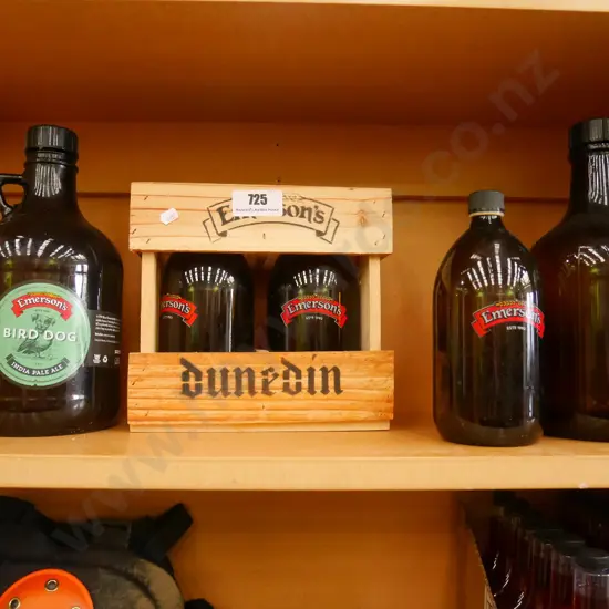 Emersons beer bottles and crate