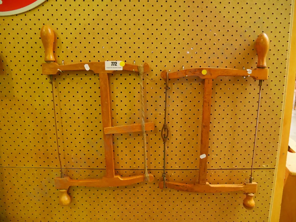 2 wooden bow saws - yelllow dots Image 1++