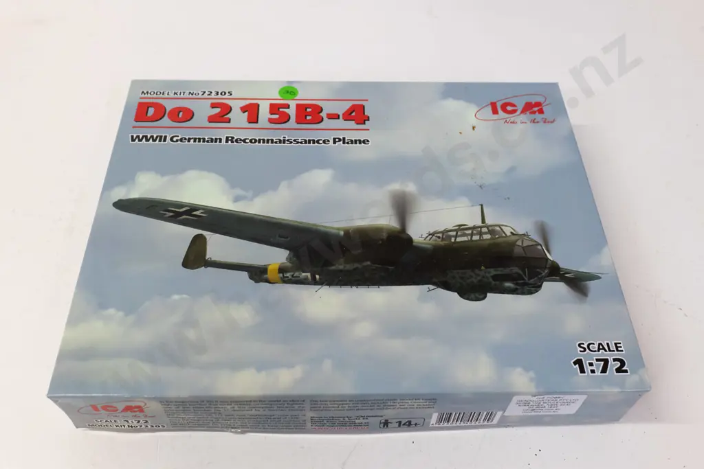Unassembled boxed plastic model kit - ICM 1:72 German DO 215B-4 reconnaissance plane Image 1++