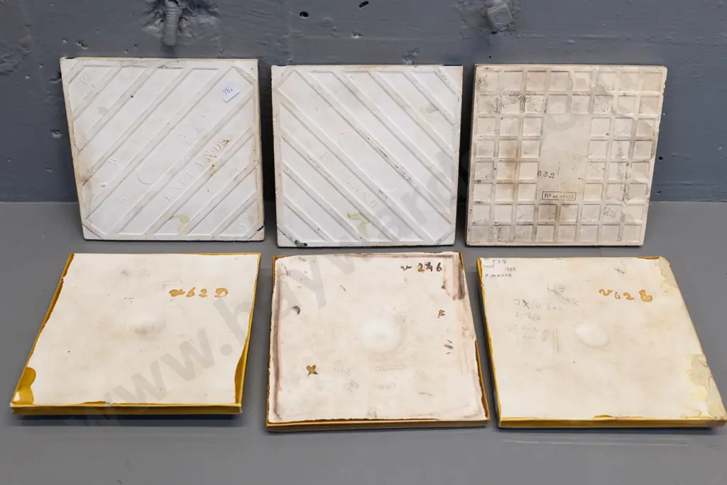 6 vintage ceramic tiles - 3 Wedgwood relief, 2 with faces, 2 cupid tiles, and St Paul's - all approx. 150 x 150 Image 1++