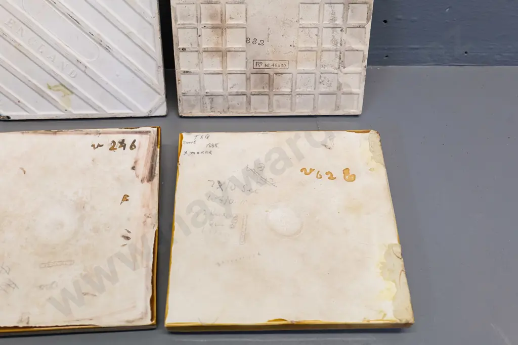 6 vintage ceramic tiles - 3 Wedgwood relief, 2 with faces, 2 cupid tiles, and St Paul's - all approx. 150 x 150 Image 1++