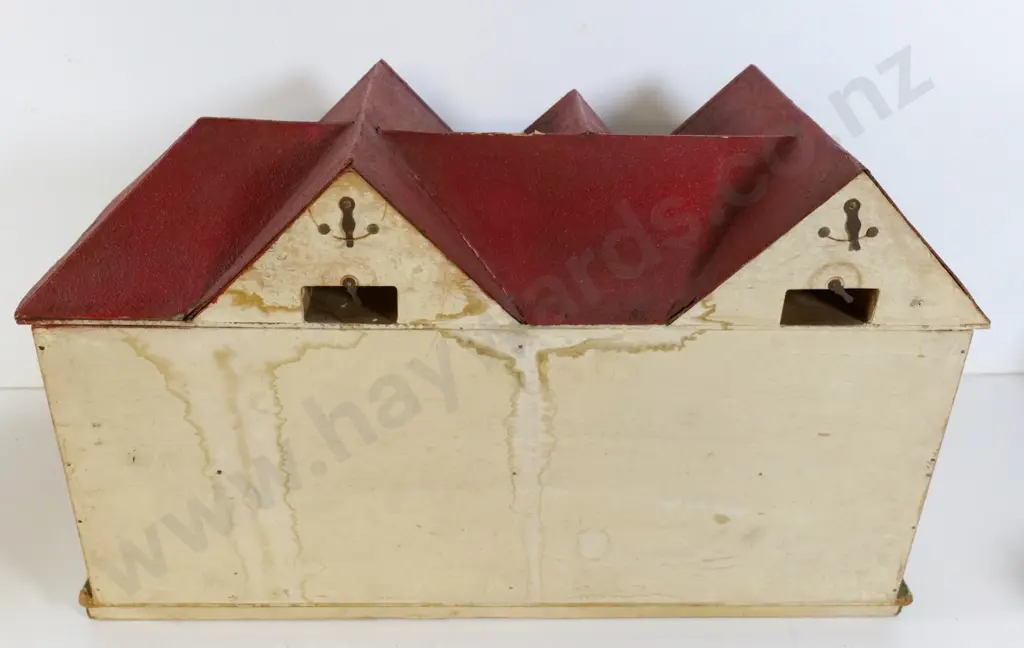 vintage Triang doll house - wood with metal windows, has damage and wear, missing parts, no lights H430 W720 D350 Image 1++