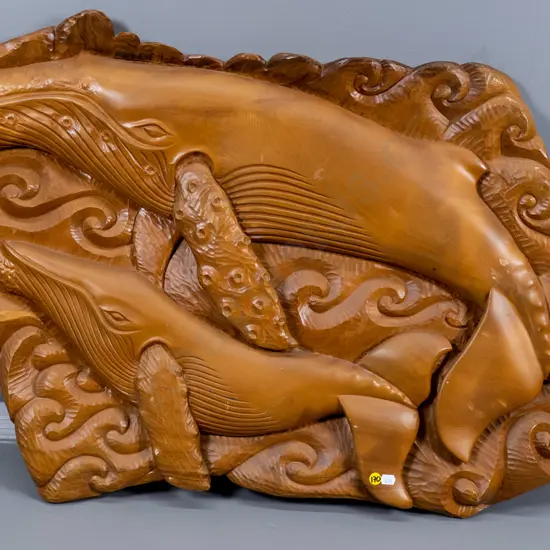 solid kauri whale themed wall hanging H-560 W-740