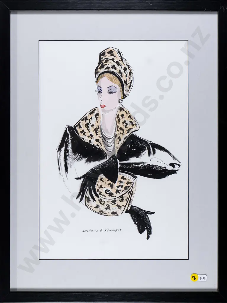 Lindsay G Kennett - framed watercolour - female portrait H-390 W-260 Image 1++