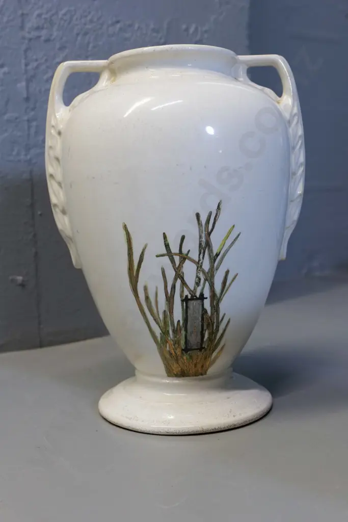 hand painted goldfish design vase circa 1930, marked 'Temuka ware' - small fleck in glaze H-260 Image 1++