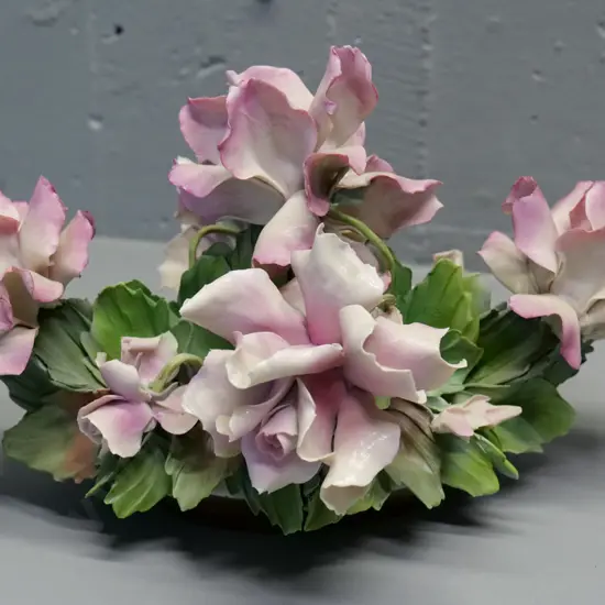 large Capodimonte porcelain roses centrepiece - 1 or 2 tiny chips H-210 W-340