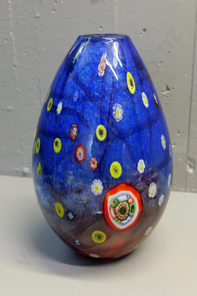 heavy art glass mille fiore style vase H-330 D-200 at widest Image 1++