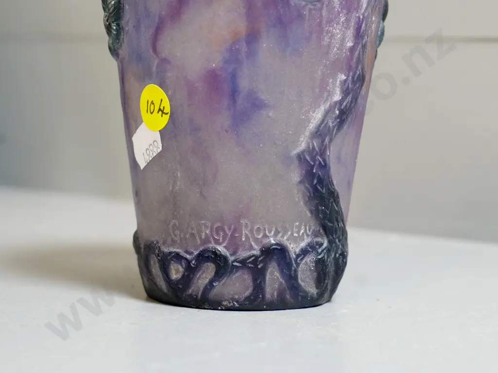 Gabriel Argy-Rousseau nouveau style blossom motif art glass vase with incised signature H-150 Diameter 120 Image 1++