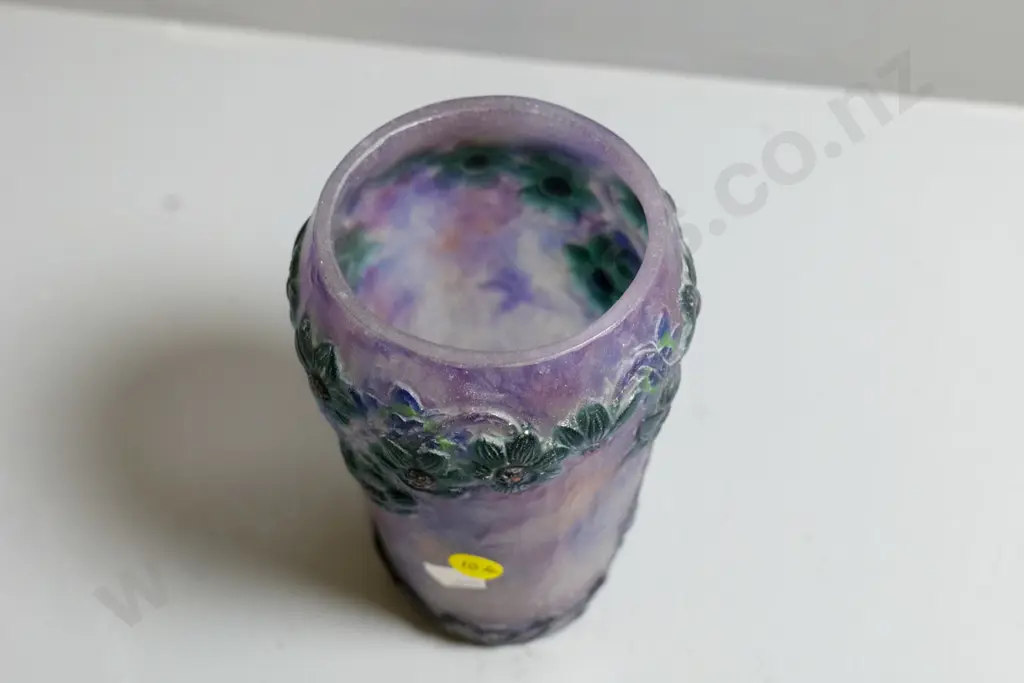 Gabriel Argy-Rousseau nouveau style blossom motif art glass vase with incised signature H-150 Diameter 120 Image 1++