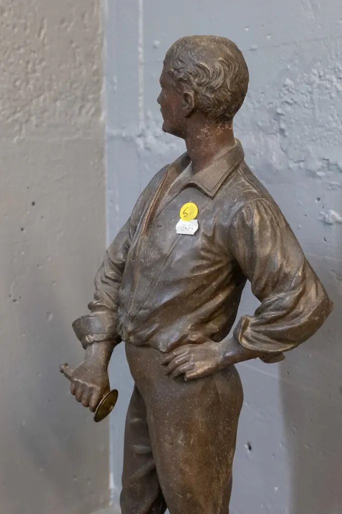 spelter figure signed Ch. Masse - foil blade broken off, wooden base loose H-640 Image 1++