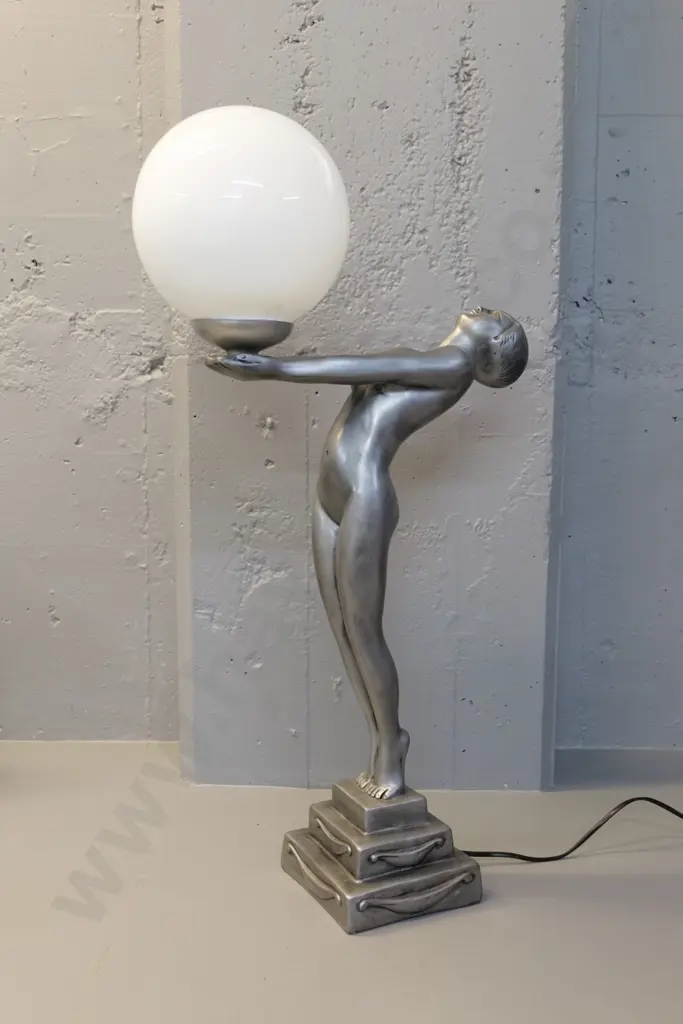 composite reproduction deco figural table lamp with globe shade H-790 Image 1++