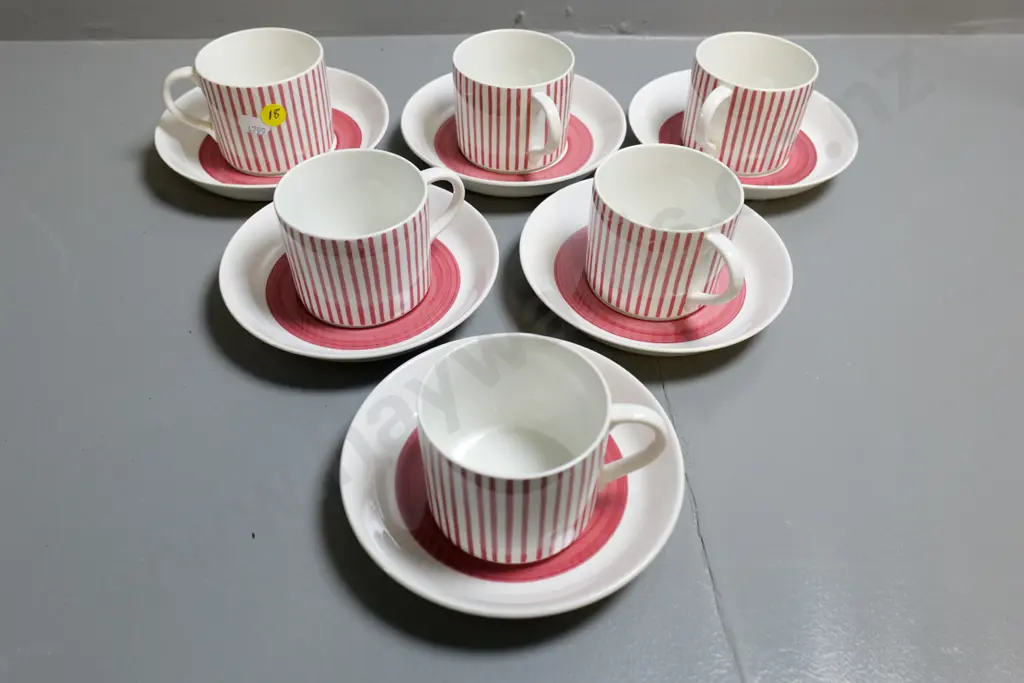 6 cups & saucers - Swedish Rorstrand 'Cadet' pattern Image 1++