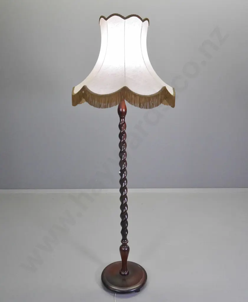 barley twist standard lamp with tasselled shade H-1630 Image 1++