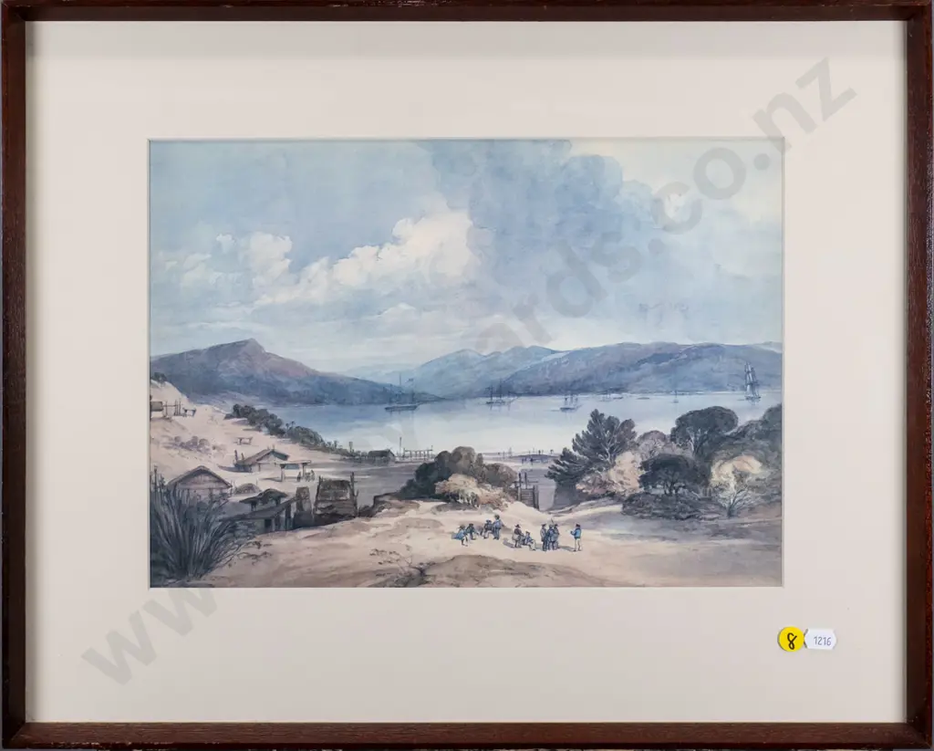 framed historic print - Port Otago 1840 H-260 W-350 Image 1++