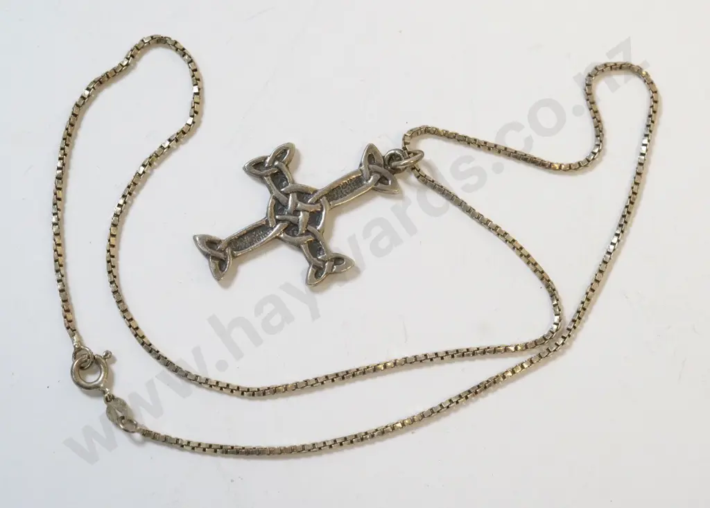 silver cross and chain stamped silver Image 1++