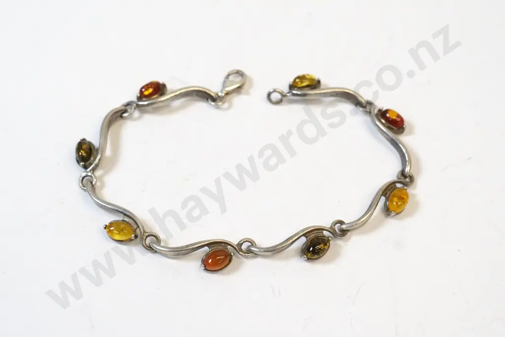 silver amber bracelet stamped 925 Image 1++