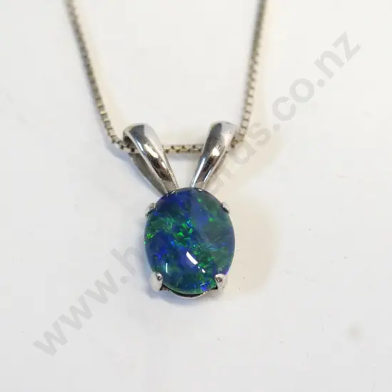 silver opal necklace stamped 925