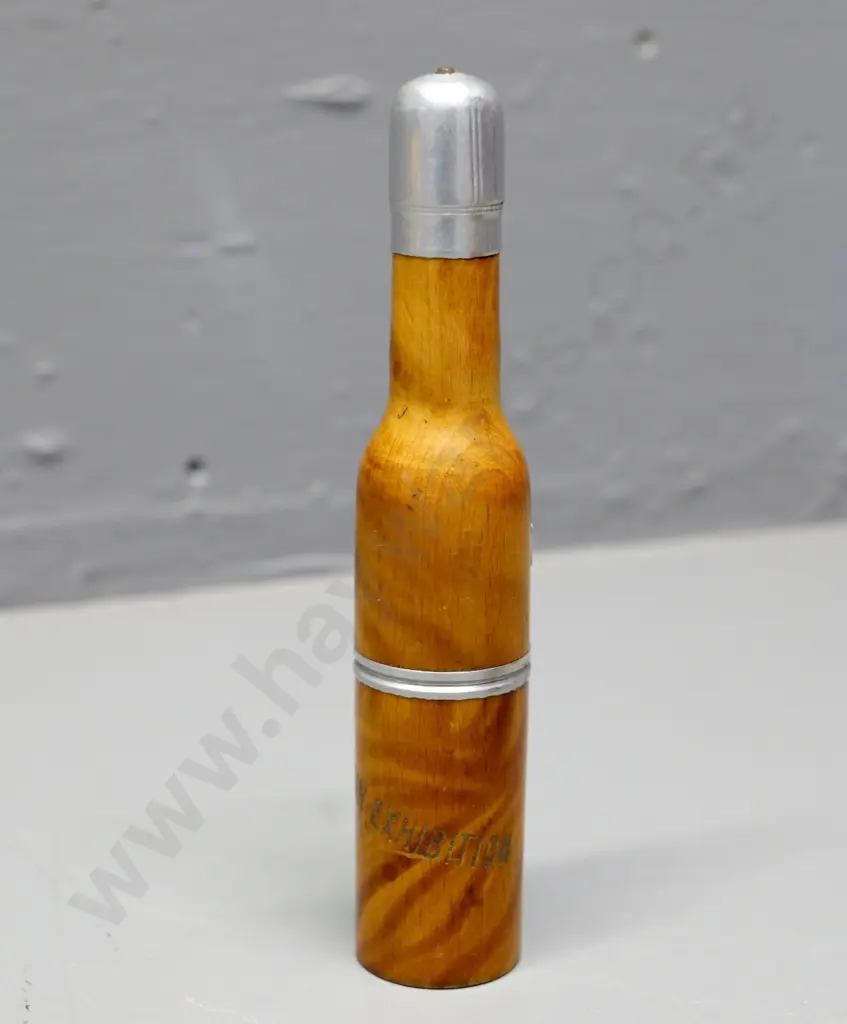 novelty collapsible wood and metal smoker's pipe marked 'Dunedin Exhibition' L-150 collapsed Image 1++