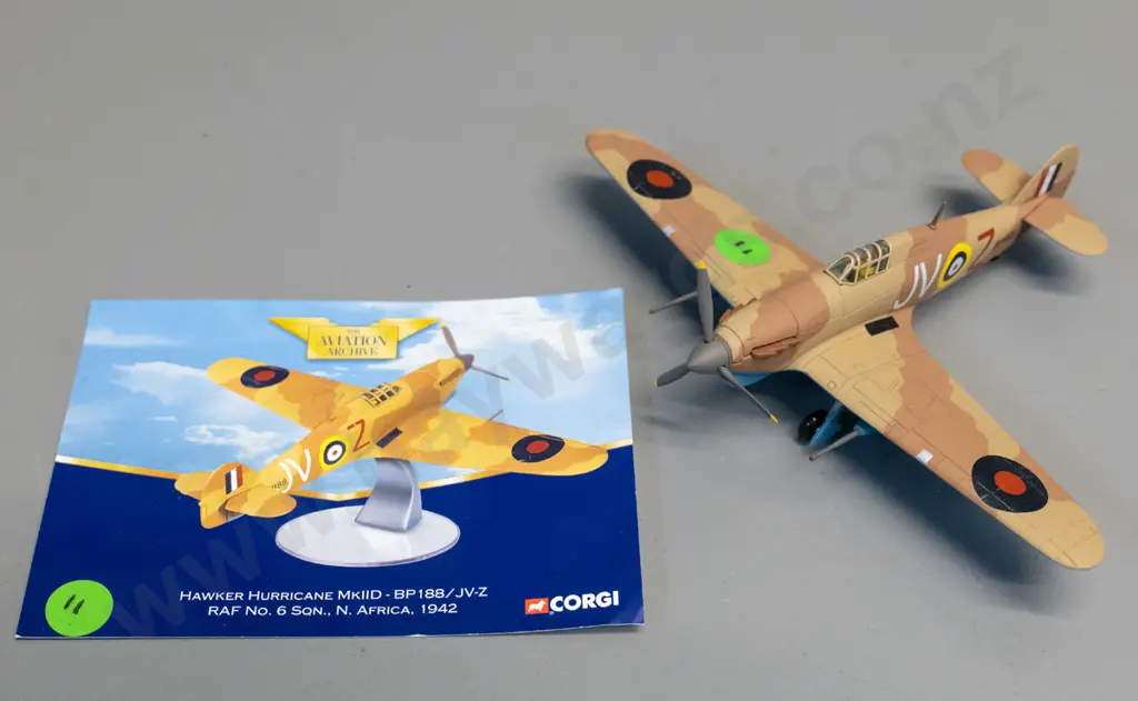 Corgi 1:72 die-cast RAF Hawker Hurricane Tankbuster with limited edition certificate card Image 1++