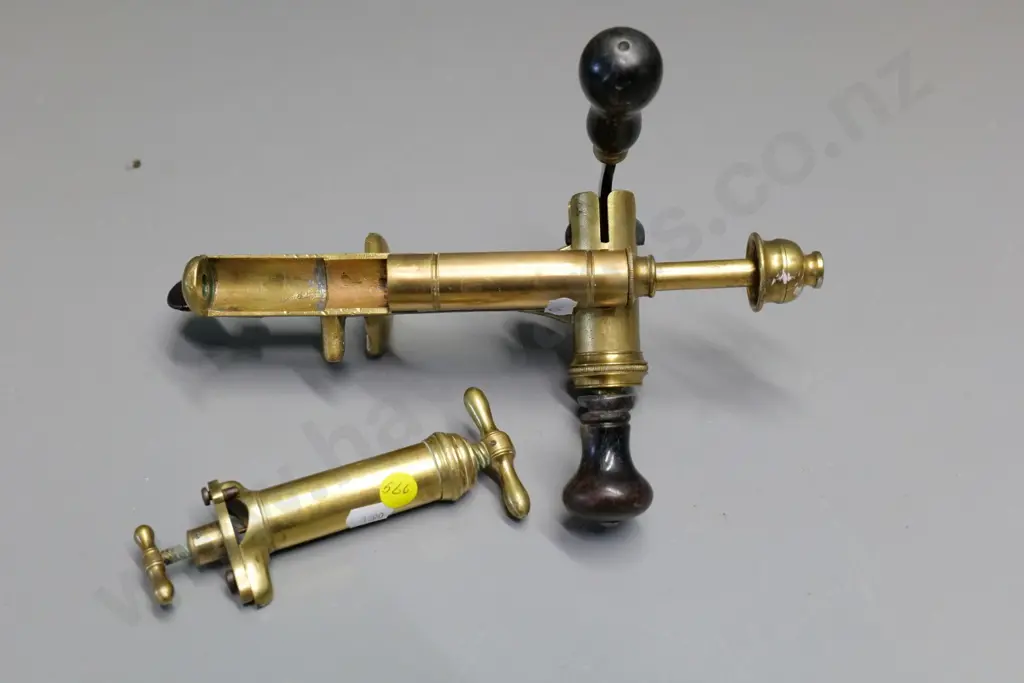 2 vintage heavy brass shotgun cartridge making items, larger one is bench mount L-270 Image 1++