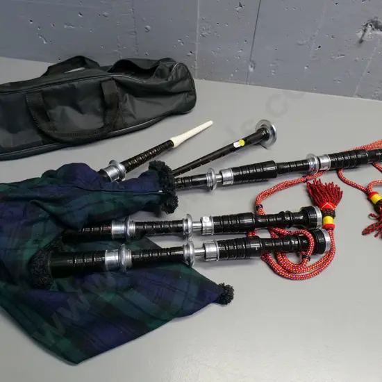 set of bagpipes and carry bag