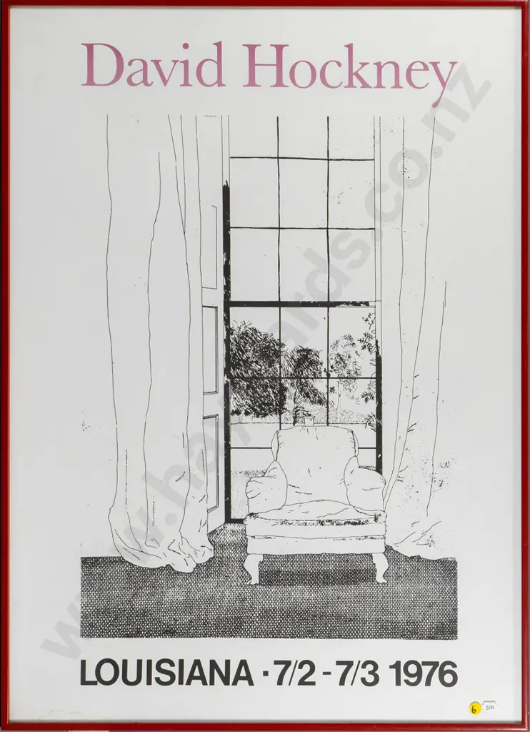 framed David Hockney promotional poster (slight foxing and water stain to one edge) H-840 W-610 Image 1++