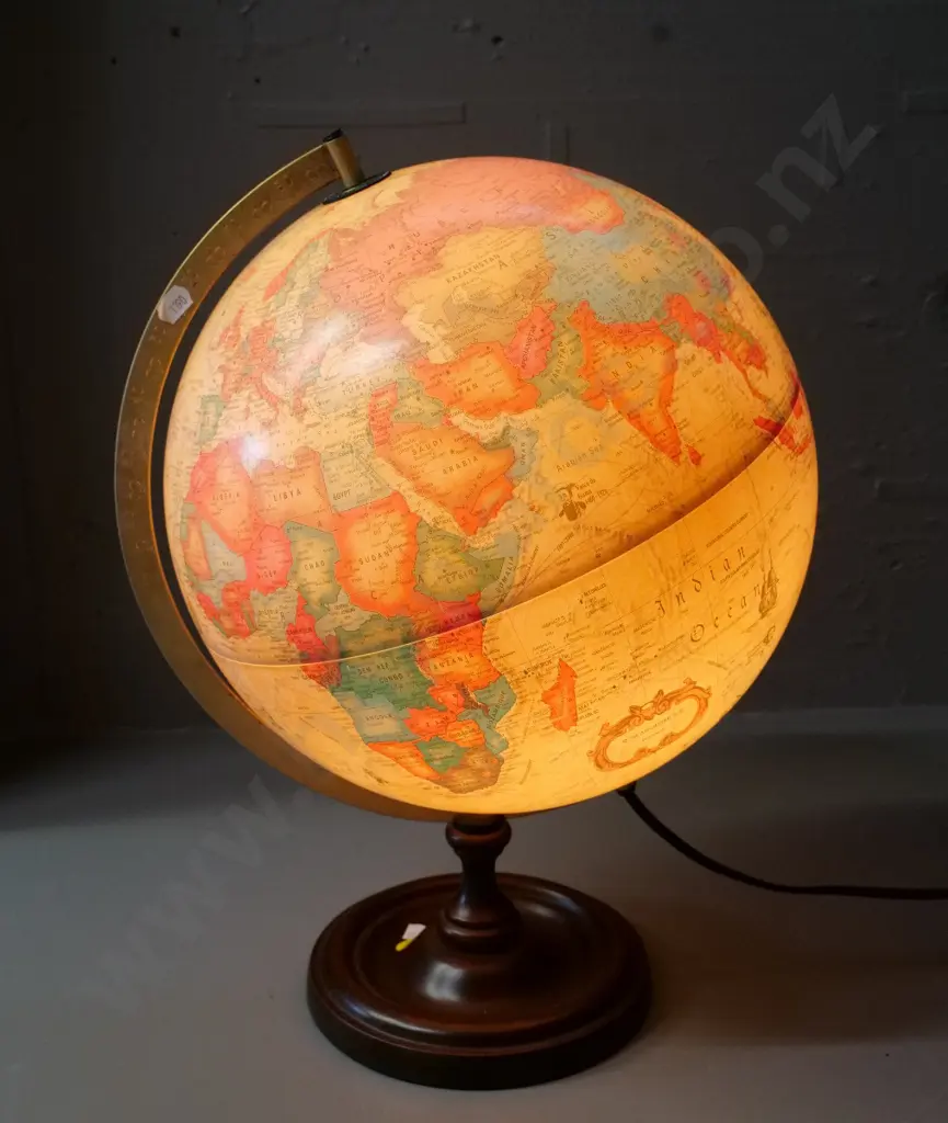 illuminated world globe on wooden base - Scan Globe Denmark, light works. H-440 Diameter 320 Image 1++