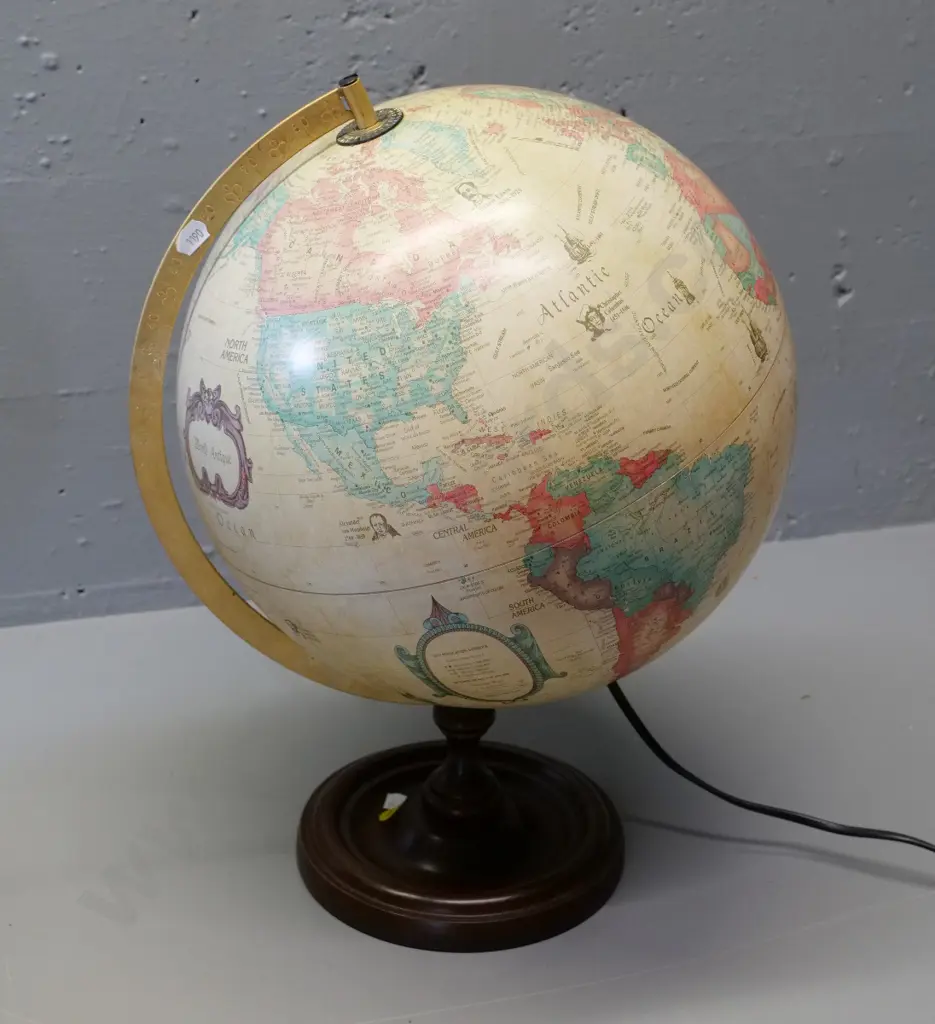 illuminated world globe on wooden base - Scan Globe Denmark, light works. H-440 Diameter 320 Image 1++