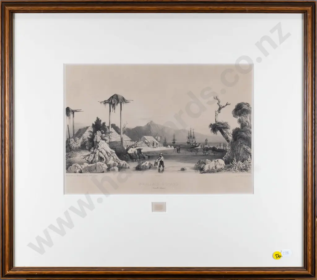framed vitage print "Mouillage D'Otago" H-220 W-300 Image 1++