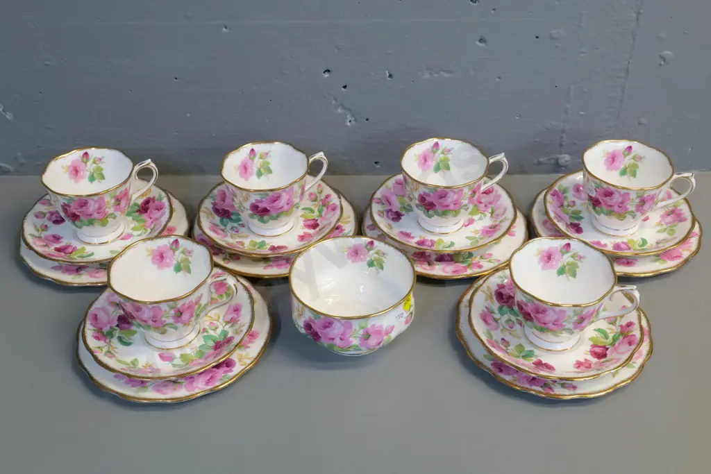 6 Royal Albert Princess Anne trios and a sugar bowl Image 1++