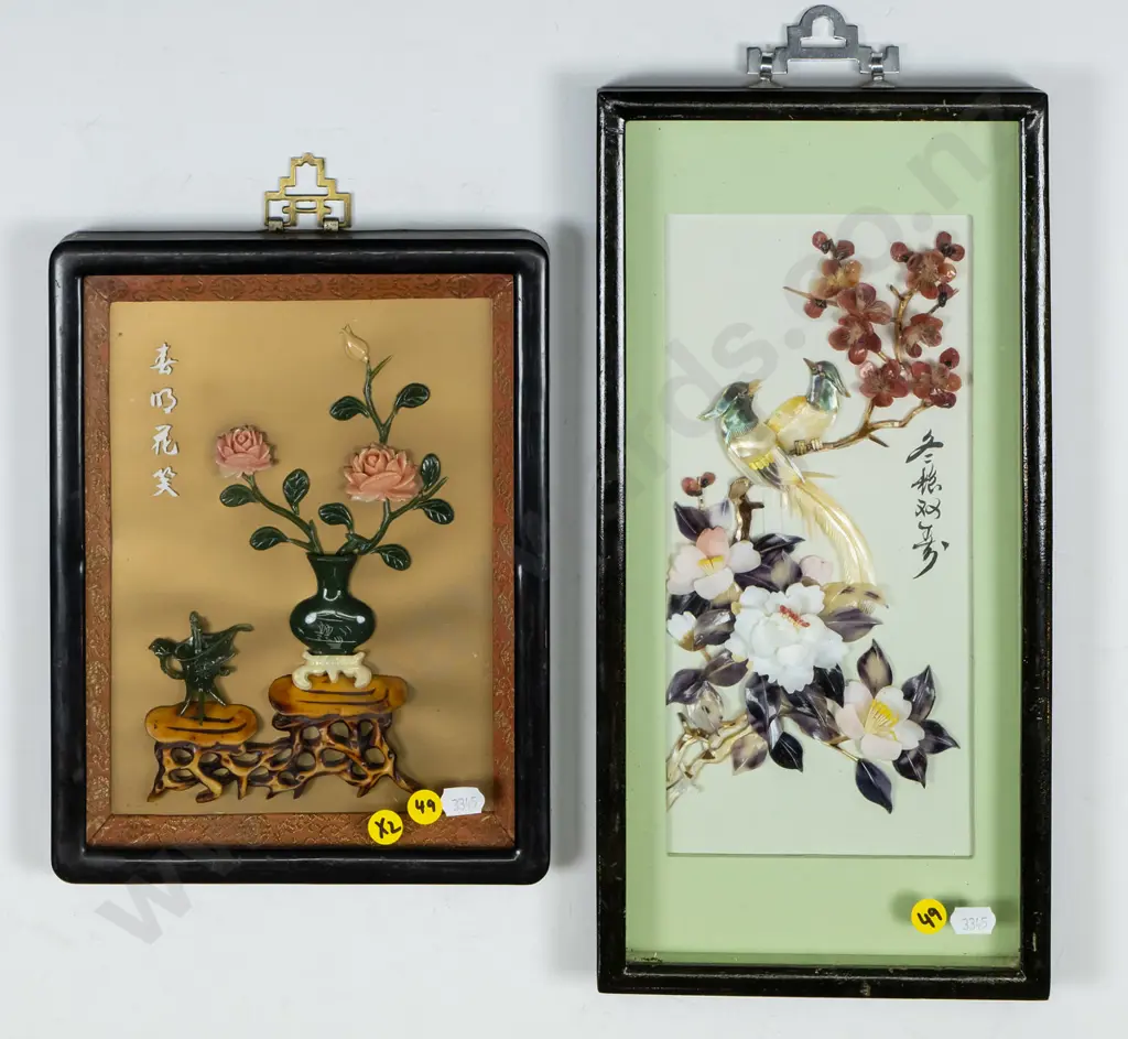 2x framed composite oriental wall art  - flowers and birds Largest H-250 W-120 Image 1++
