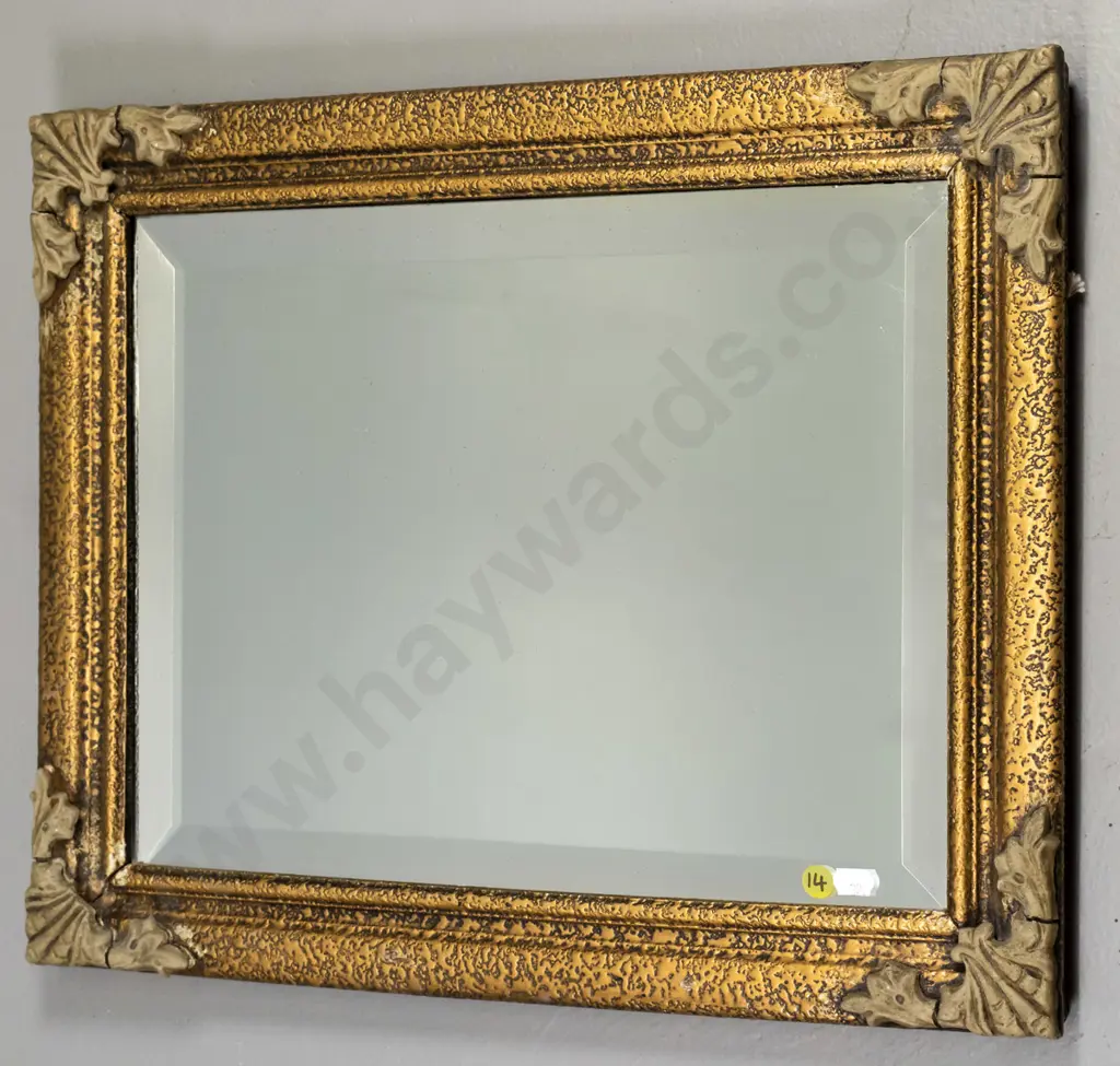 gilt framed bevelled edge wall mirror (some cracks to frame) H-300 W-400 Image 1++
