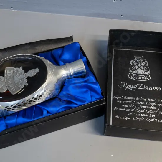 Dimple Royal Decanter Scotch whisky - pewter mounted 750ml bottle in presentation box, sealed bottle