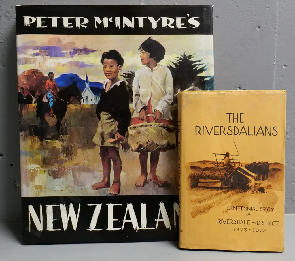 Peter McIntyre's New Zealand paintings and signed copy of Stan Slocombe's The Riversdalians Image 1++