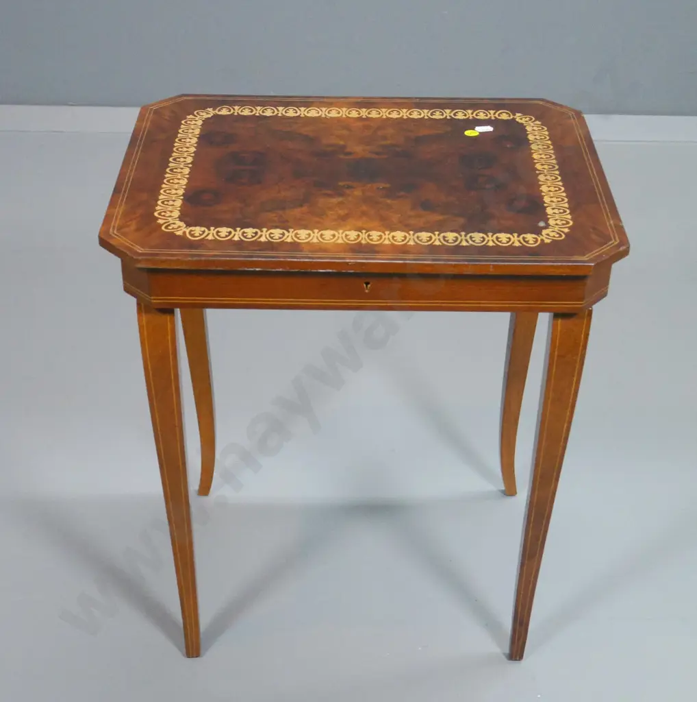 Sorrento style wind-up musical lift-top jewellery table - legs a bit wobbly H-500 W-460 D-350 Image 1++