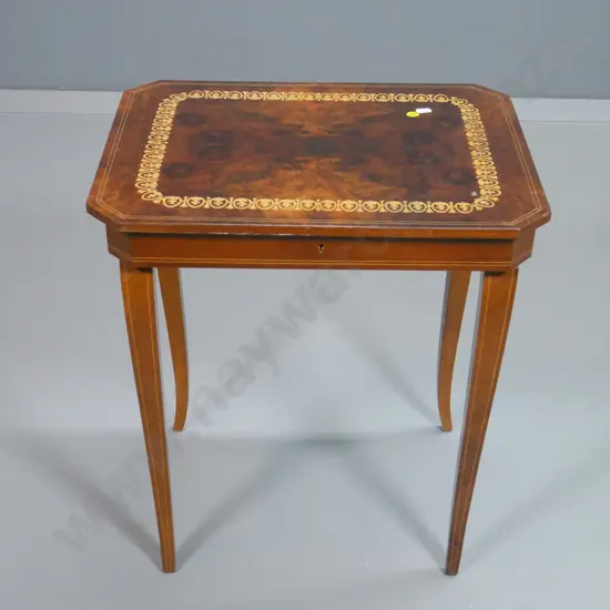 Sorrento style wind-up musical lift-top jewellery table - legs a bit wobbly H-500 W-460 D-350