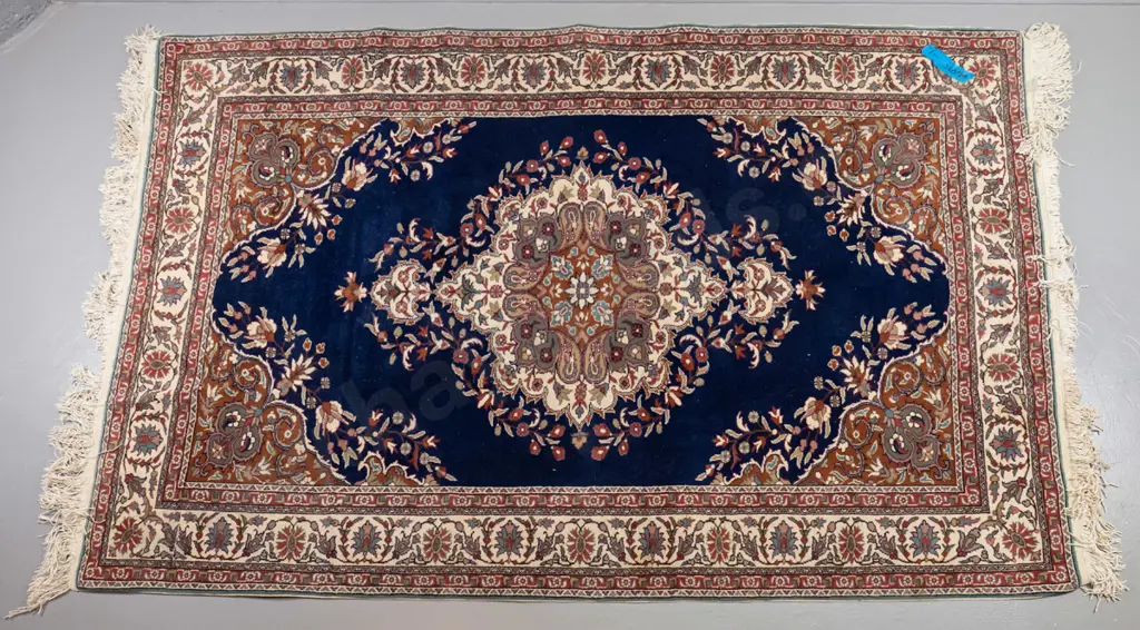 Persian style wool floor rug - green, red, brown and dark blue L-2810 W-1500 Image 1++