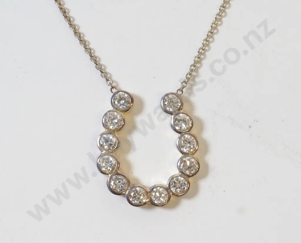 cz horseshoe necklace chain stamped 925 Image 1++