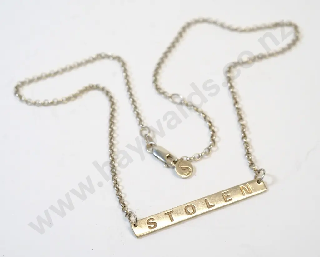 'STOLEN' silver necklace stamped 925 Italy Image 1++