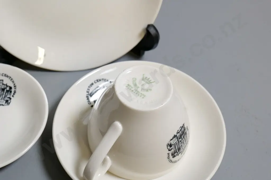 Crown Lynn trio and small dish - made for 1966 Charleston Centenary Image 1++