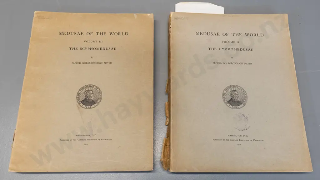 2 soft-cover books: Medusae of the World, Vol. II and III only, A.G. Mayer, 1910 - wear & tear, ex-library Image 1++