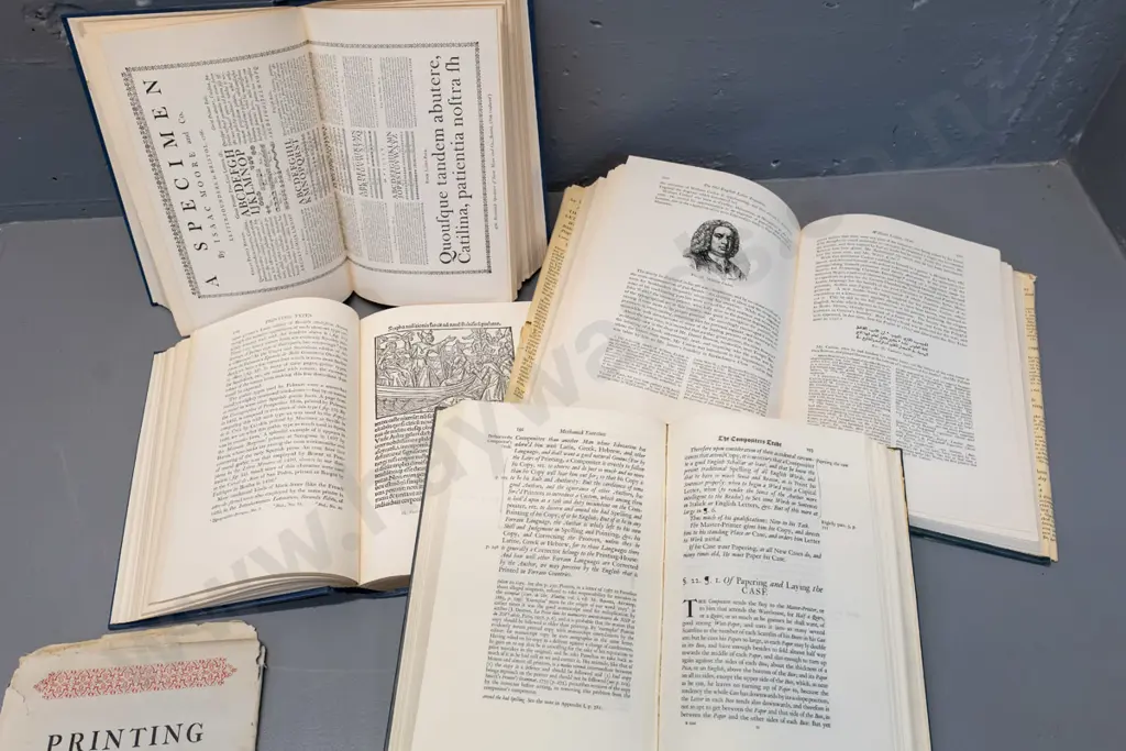 4 books on history of printing and typefaces - D.B. Updike, T.B. Reed, and Moxon's Mechanick Exercises - all have wear Image 1++