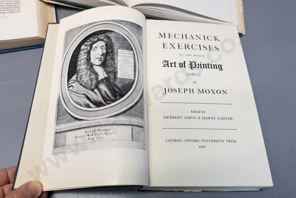 4 books on history of printing and typefaces - D.B. Updike, T.B. Reed, and Moxon's Mechanick Exercises - all have wear Image 1++