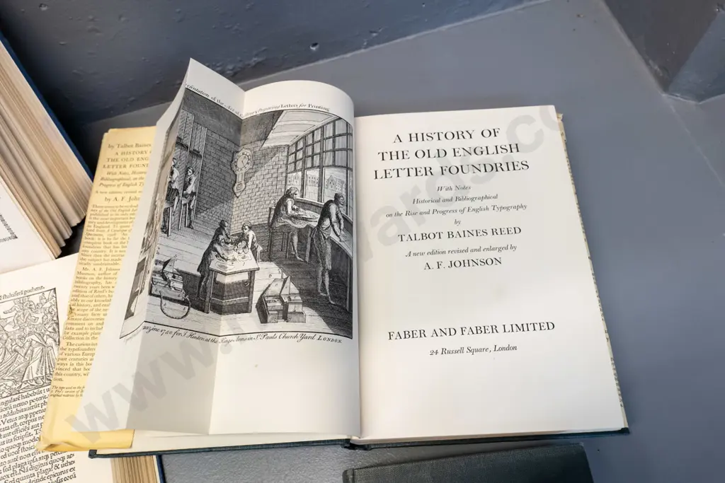 4 books on history of printing and typefaces - D.B. Updike, T.B. Reed, and Moxon's Mechanick Exercises - all have wear Image 1++